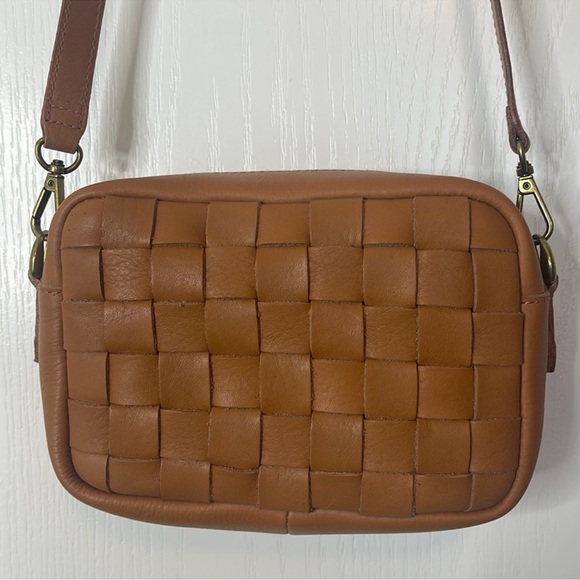 Madewell Handbags - Madewell The Transport Camera Bag Woven Leather Edition Cognac